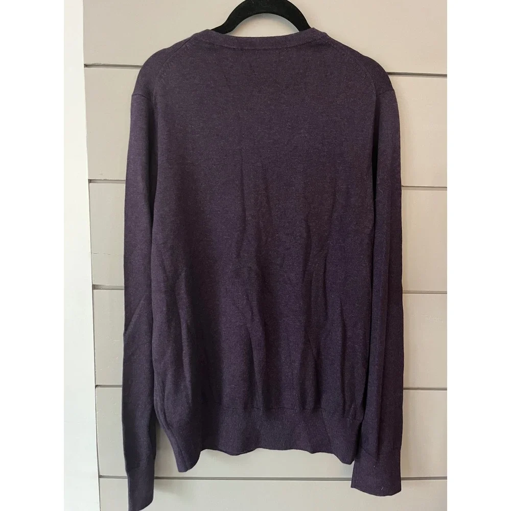 Banana Republic Luxury Blend Mens V Neck Sweater Purple‎ M Silk Cotton Cashmere